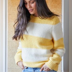 Outerknown Baby Alpaca Merino Wool Blend Yellow Striped Pullover